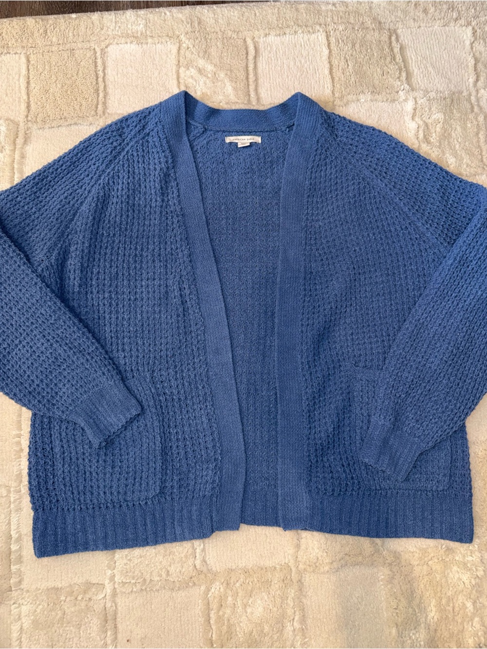 American Eagle Women's Blue Open-Front Knit Cardigan Sweater Super soft size S